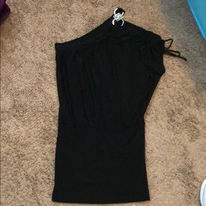 Black one shoulder mini dress